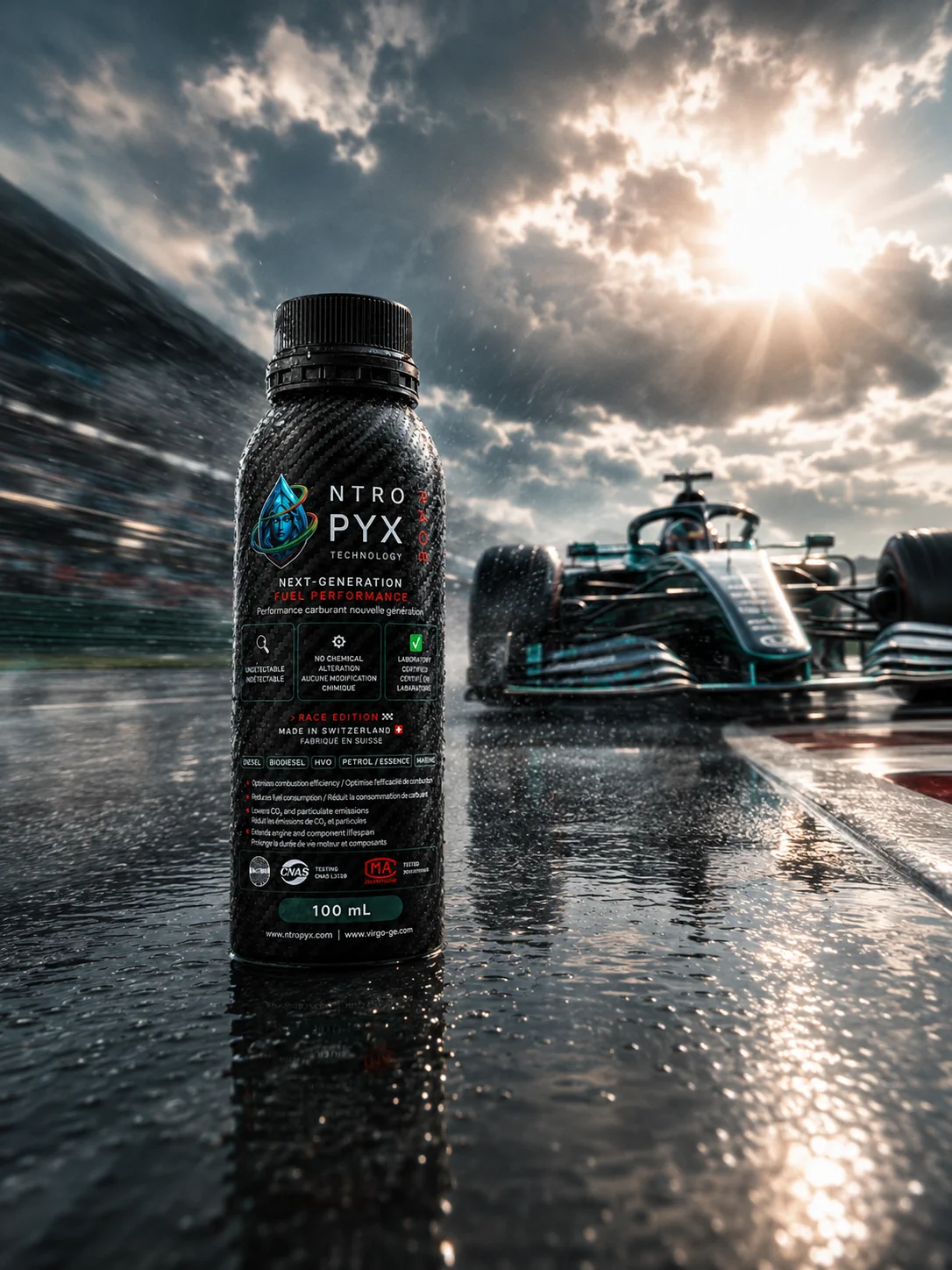 NTROPYX race edition bottle on track with performance context