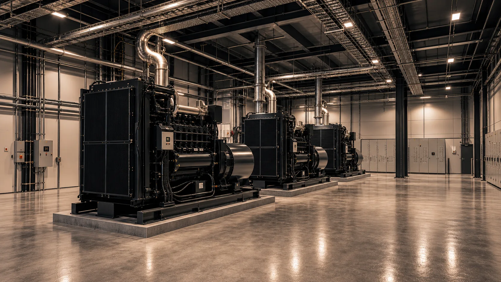 Diesel generator hall under operational load