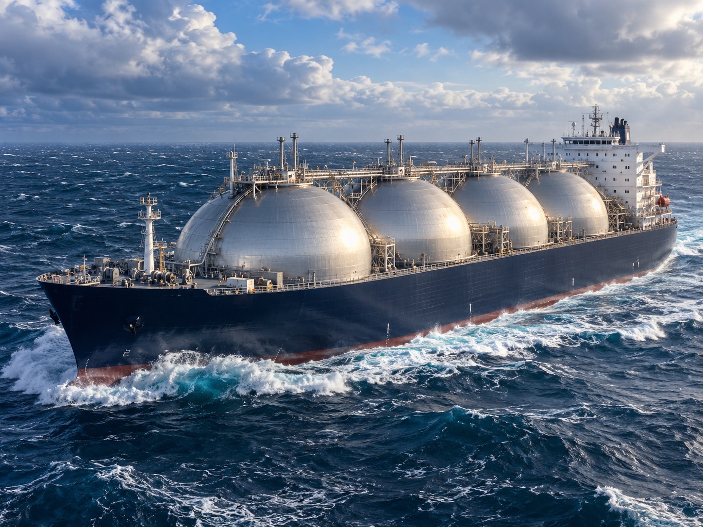 LNG-Tanker in Fahrt bei schwerer See