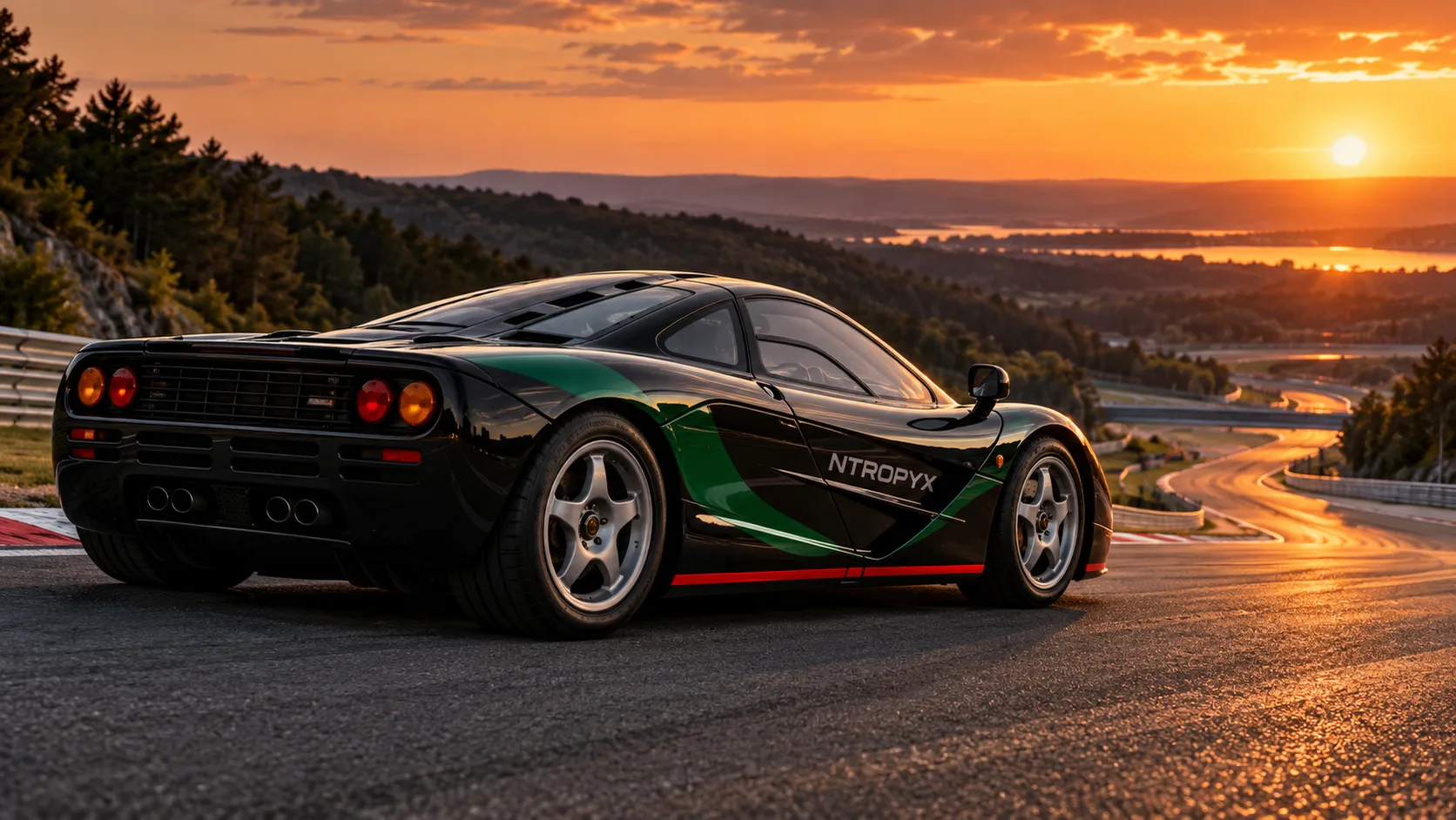 Classic supercar at dusk