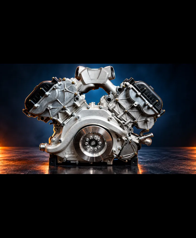 Moteur V8 en clair-obscur