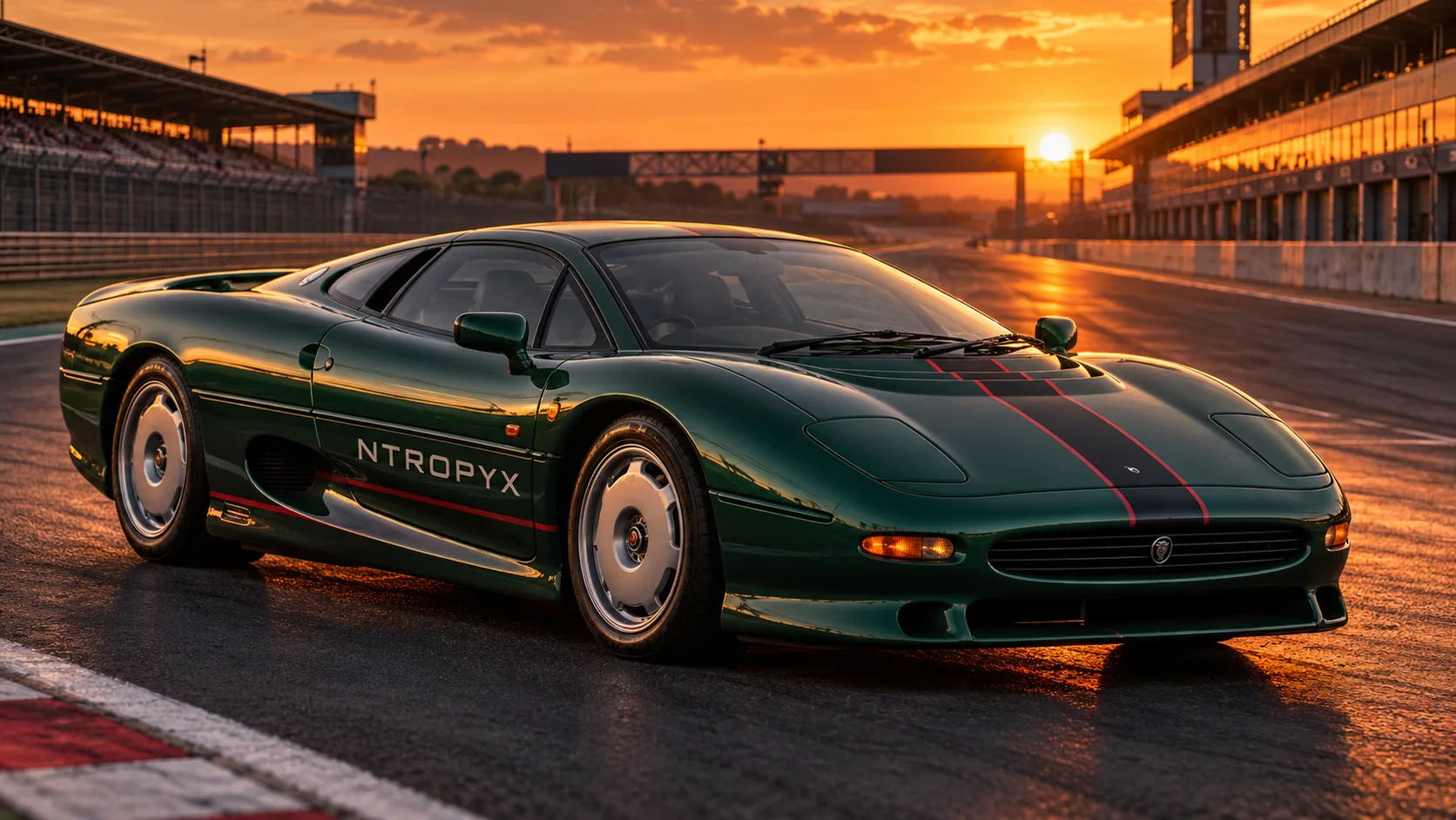 Classic supercar at dusk